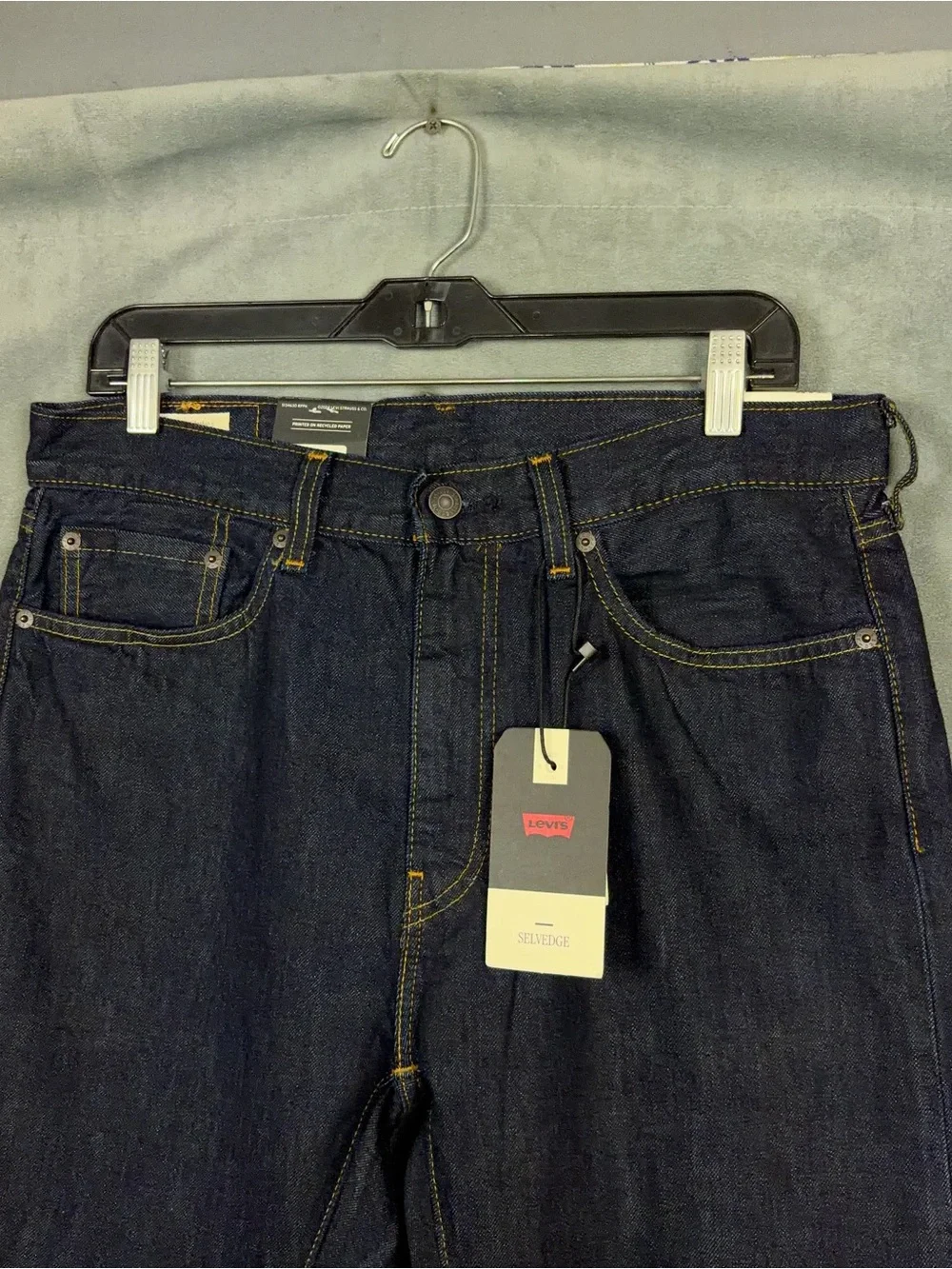 Levis 505 Selvedge Jeans Mens Size 33x30 Straight Leg Dark Wash Americana NWT